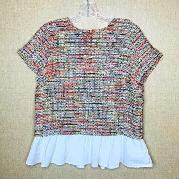 Halogen Tops - Halogen tweed poplin ruffle top small‎ lagenlook